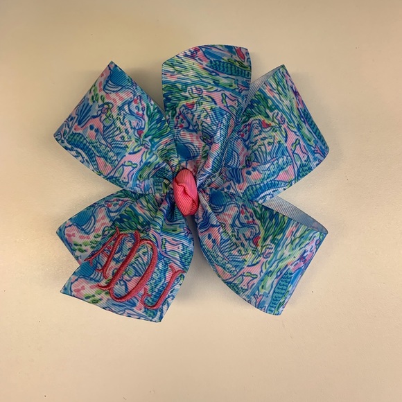 Any Initials,  Large Hair Bow with Monogram - Picture 2 of 8